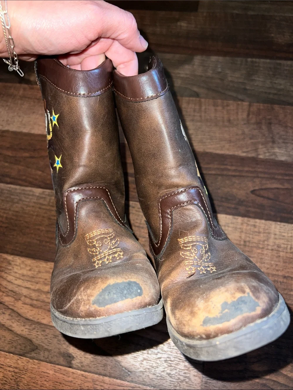 Disney Brown Kids Cowboy Boots with Woody Graphic